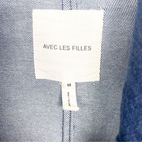 Anthropologie Brand Avec Les Filles BlueJean Jacket w/Gold Button Detail Medium - Picture 2 of 5